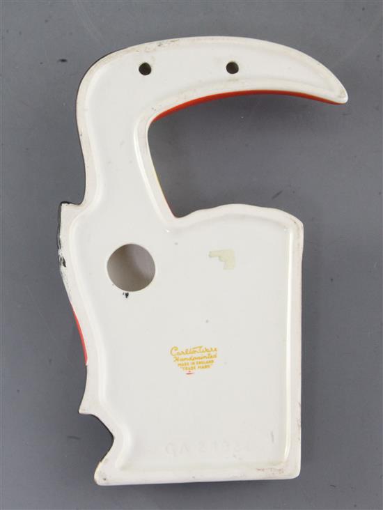 A rare Carltonware Guinness toucan and pint glass wall appliqué, height 7in.